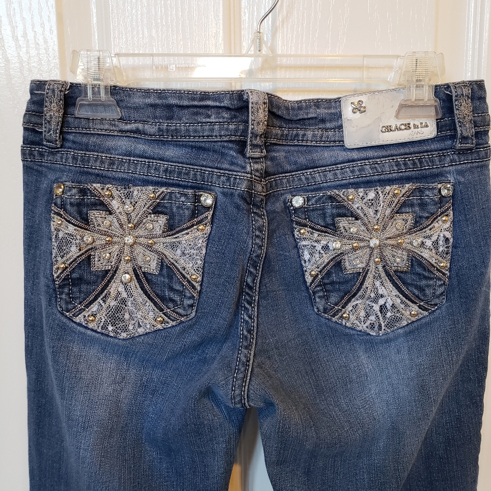 Grace in LA Jeans Bling Pockets Stretch Boot Cut